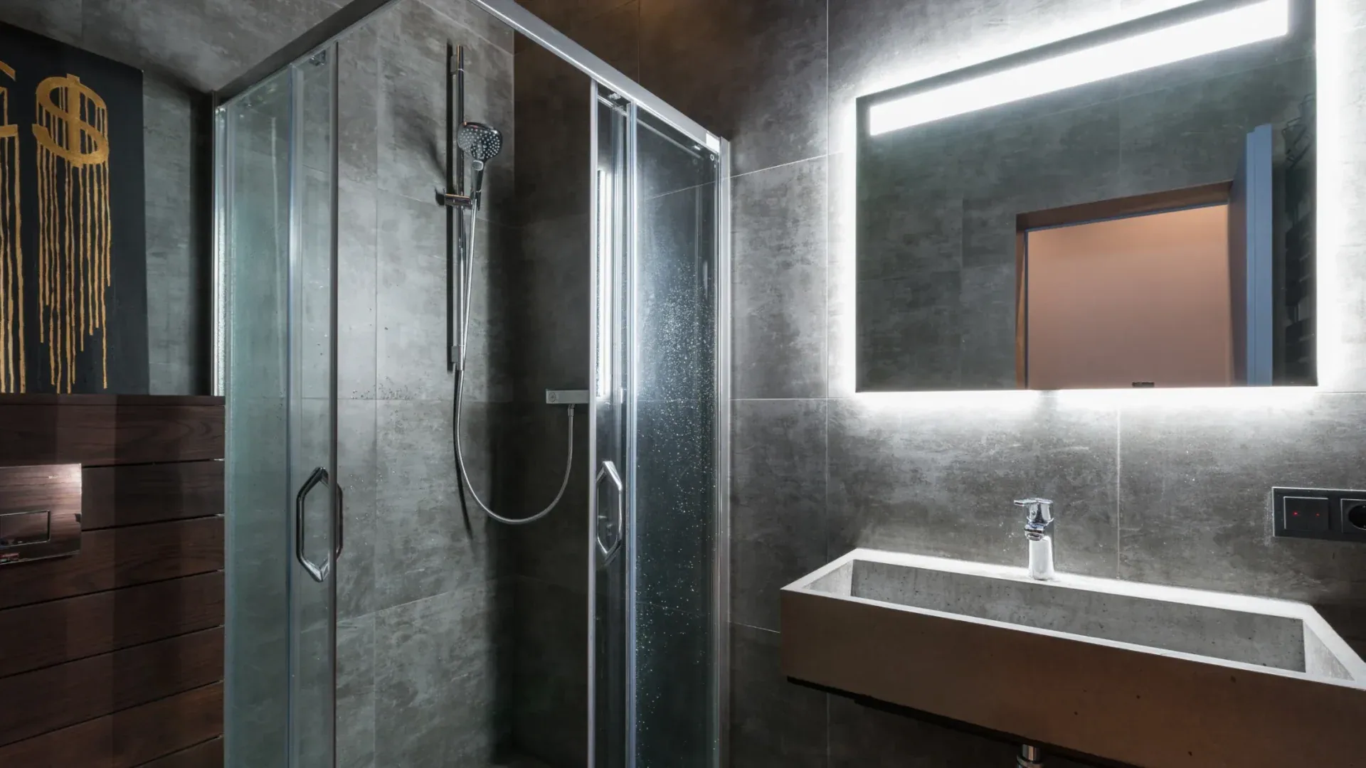 Modern bathroom glass shower led mirror in Rockledge